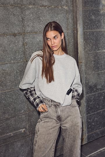 Haute L ' Amitié - Sweat Ls Shirt Mix - Grey Melange
